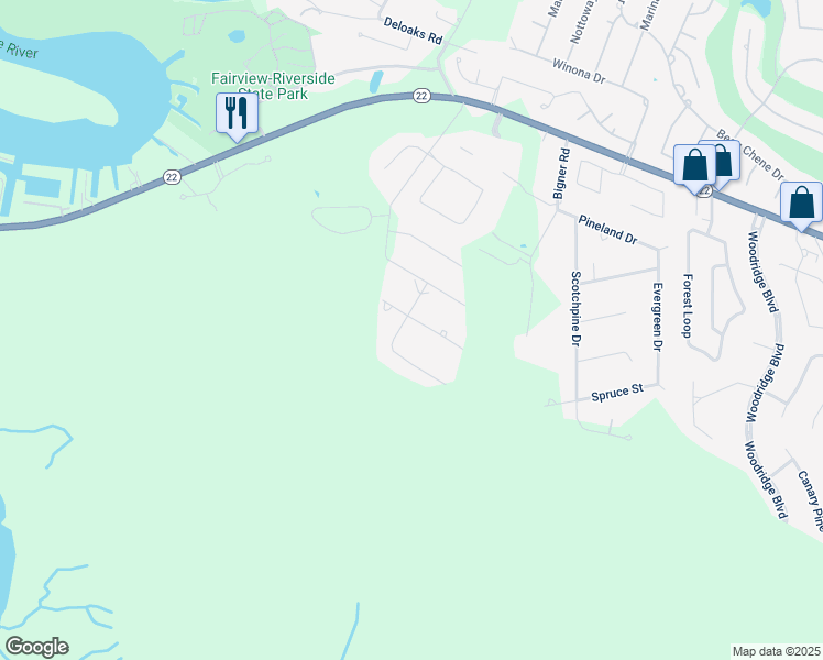 map of restaurants, bars, coffee shops, grocery stores, and more near 301 Shady Oak Lane in Mandeville