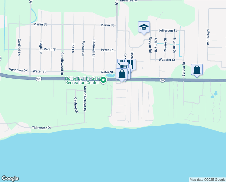 map of restaurants, bars, coffee shops, grocery stores, and more near 6903 Sea Turtle Circle in Navarre