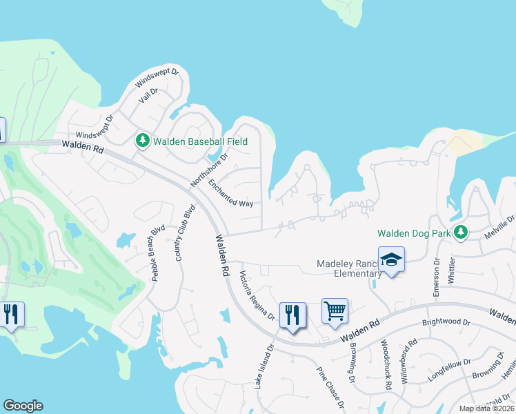 map of restaurants, bars, coffee shops, grocery stores, and more near 13201 Enchanted Way in Montgomery