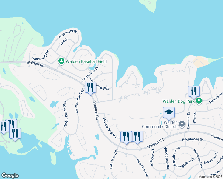 map of restaurants, bars, coffee shops, grocery stores, and more near 13201 Enchanted Way in Montgomery