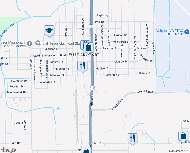 map of restaurants, bars, coffee shops, grocery stores, and more near 4164-7090 U.S. 49 in Gulfport