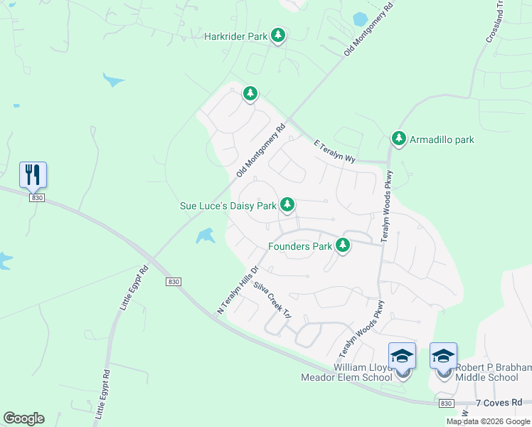 map of restaurants, bars, coffee shops, grocery stores, and more near 224 Scarlet Maple Way in Willis