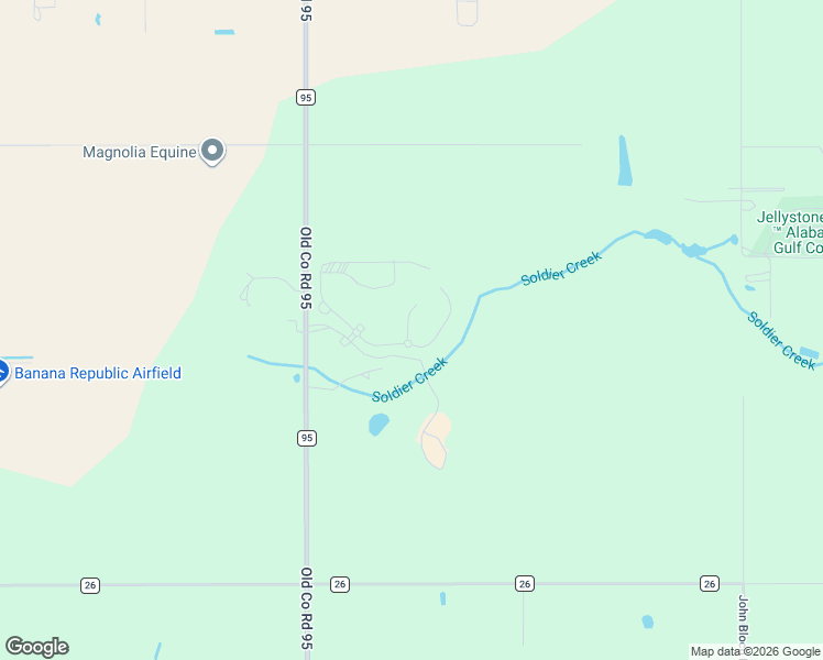 map of restaurants, bars, coffee shops, grocery stores, and more near 11960 County Road 95 in Elberta