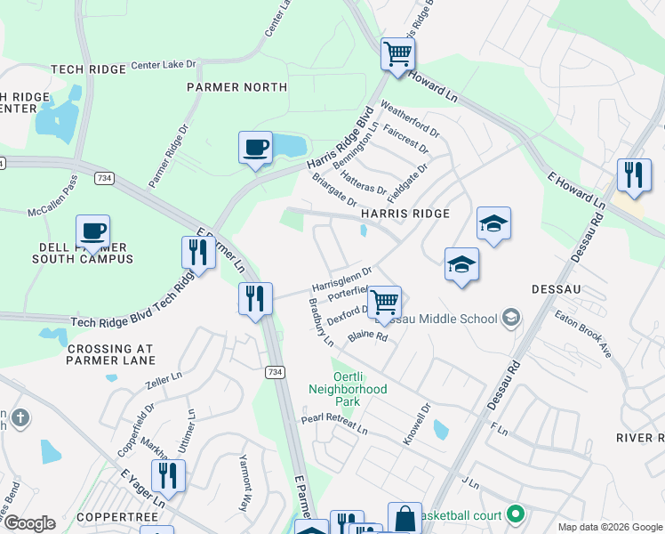 map of restaurants, bars, coffee shops, grocery stores, and more near 1101 Minerva Street in Austin