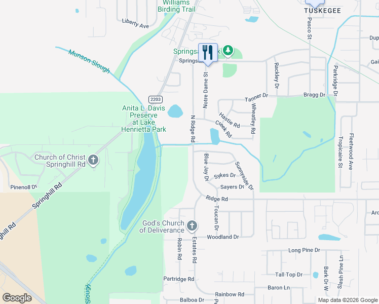map of restaurants, bars, coffee shops, grocery stores, and more near 3408 North Ridge Road in Tallahassee
