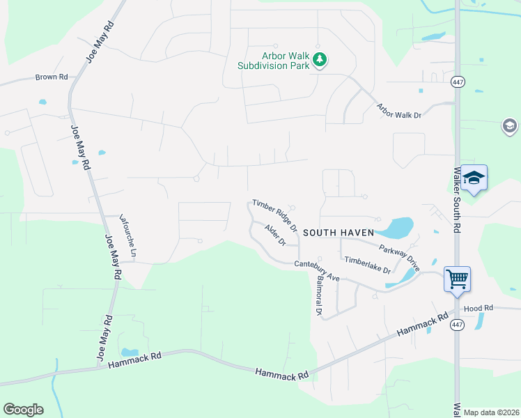 map of restaurants, bars, coffee shops, grocery stores, and more near 13592 Cantebury Avenue in Denham Springs