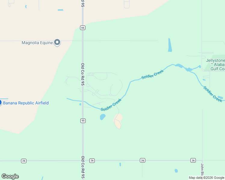 map of restaurants, bars, coffee shops, grocery stores, and more near 11960 County Road 95 in Elberta
