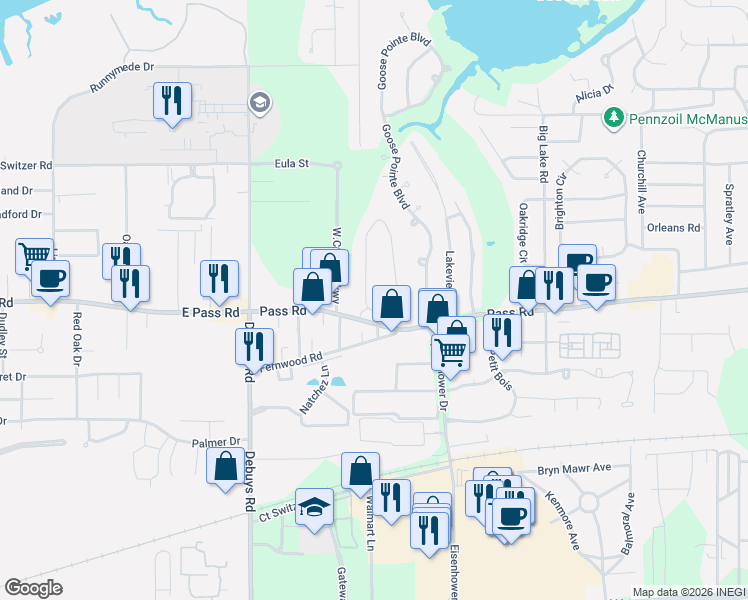 map of restaurants, bars, coffee shops, grocery stores, and more near 311 Westview Dr in Biloxi