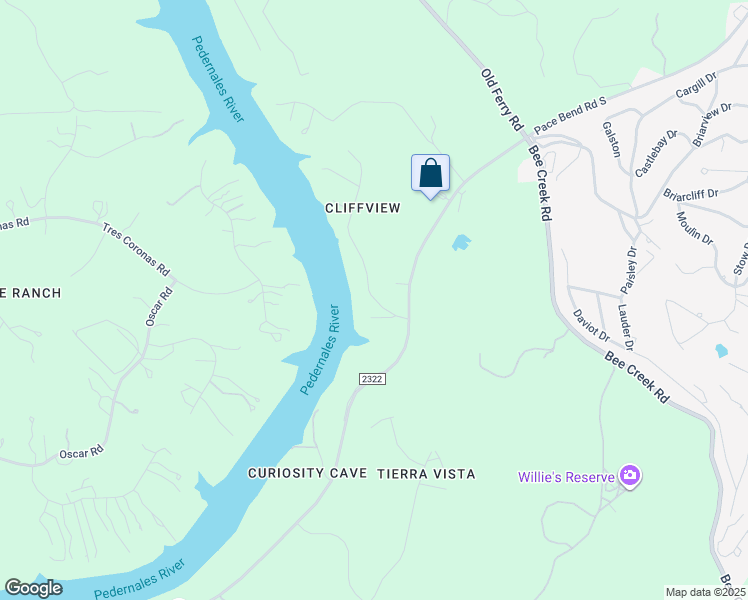 map of restaurants, bars, coffee shops, grocery stores, and more near 1316 Cliffview Drive in Spicewood