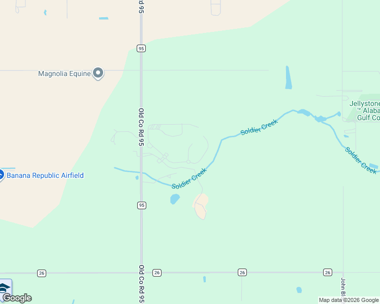 map of restaurants, bars, coffee shops, grocery stores, and more near 11960 County Road 95 in Elberta