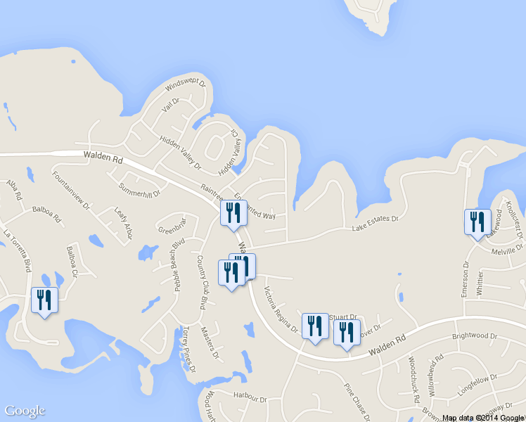 map of restaurants, bars, coffee shops, grocery stores, and more near 13230 Enchanted Way in Montgomery