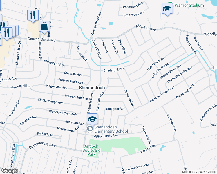 map of restaurants, bars, coffee shops, grocery stores, and more near 16821 Harpers Ferry Avenue in Baton Rouge