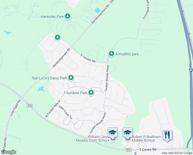 map of restaurants, bars, coffee shops, grocery stores, and more near 412 Summit Ridge Court in Willis