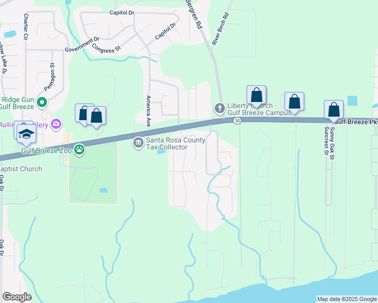 map of restaurants, bars, coffee shops, grocery stores, and more near 1808 Waterford Sound Boulevard in Gulf Breeze