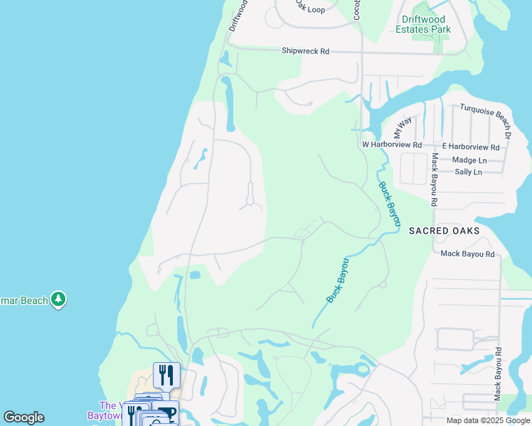 map of restaurants, bars, coffee shops, grocery stores, and more near 3113 Merion Drive in Miramar Beach