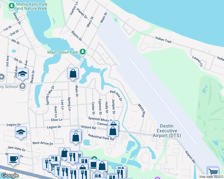map of restaurants, bars, coffee shops, grocery stores, and more near 847 Kell Aire Drive in Destin
