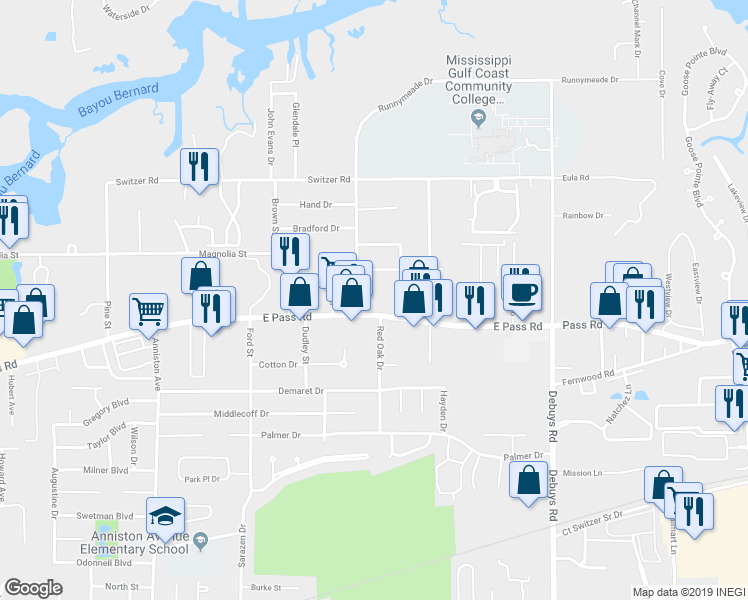 map of restaurants, bars, coffee shops, grocery stores, and more near 710 Lindh Road in Gulfport