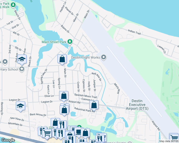 map of restaurants, bars, coffee shops, grocery stores, and more near 843 Kell Aire Drive in Destin