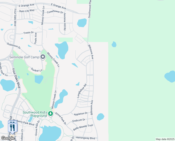 map of restaurants, bars, coffee shops, grocery stores, and more near 3641 Longfellow Road in Tallahassee