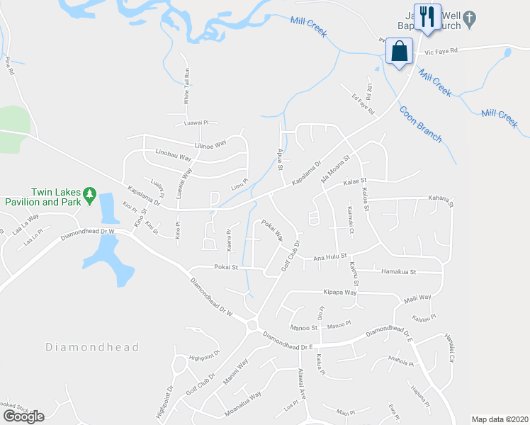 map of restaurants, bars, coffee shops, grocery stores, and more near 972 Pokai Ct in Diamondhead