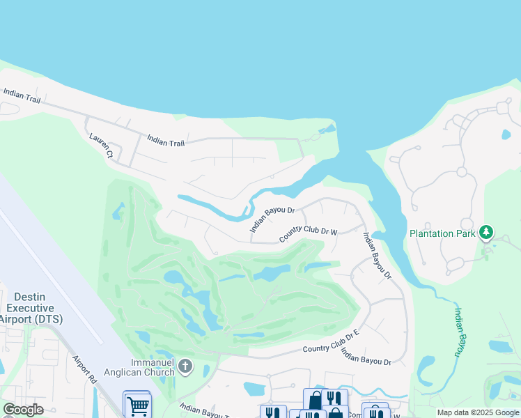 map of restaurants, bars, coffee shops, grocery stores, and more near 152 Indian Bayou Drive in Destin