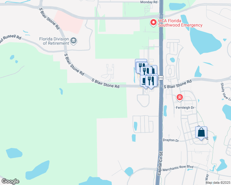 map of restaurants, bars, coffee shops, grocery stores, and more near 3905-3953 Blair Stone Road in Tallahassee