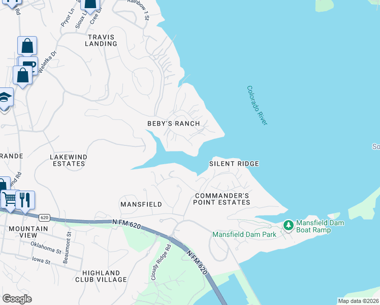 map of restaurants, bars, coffee shops, grocery stores, and more near 14718 Hornsby Hill Rd in Austin