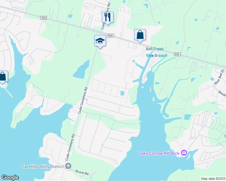 map of restaurants, bars, coffee shops, grocery stores, and more near 11250 Cude Cemetery Road in Willis