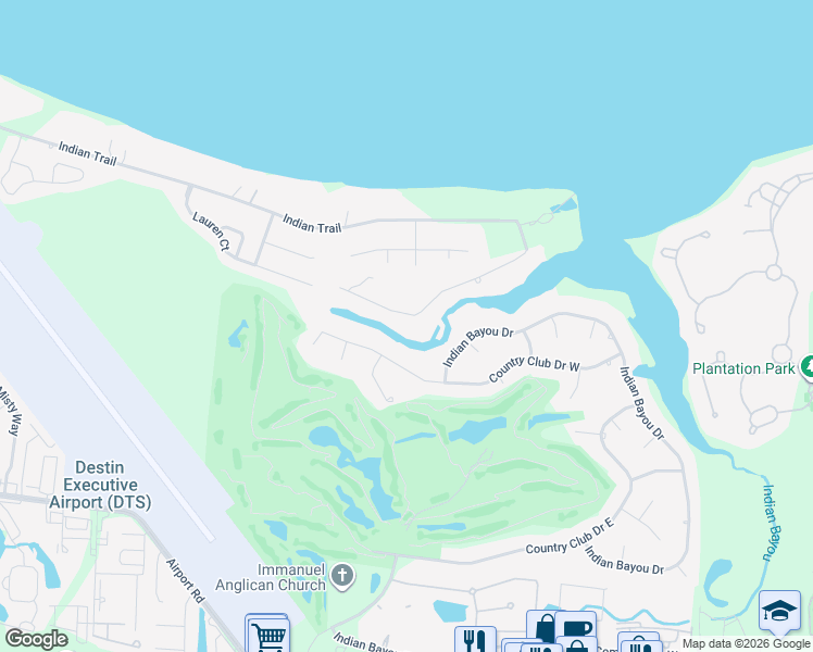 map of restaurants, bars, coffee shops, grocery stores, and more near 4077 Indian Bayou North in Destin