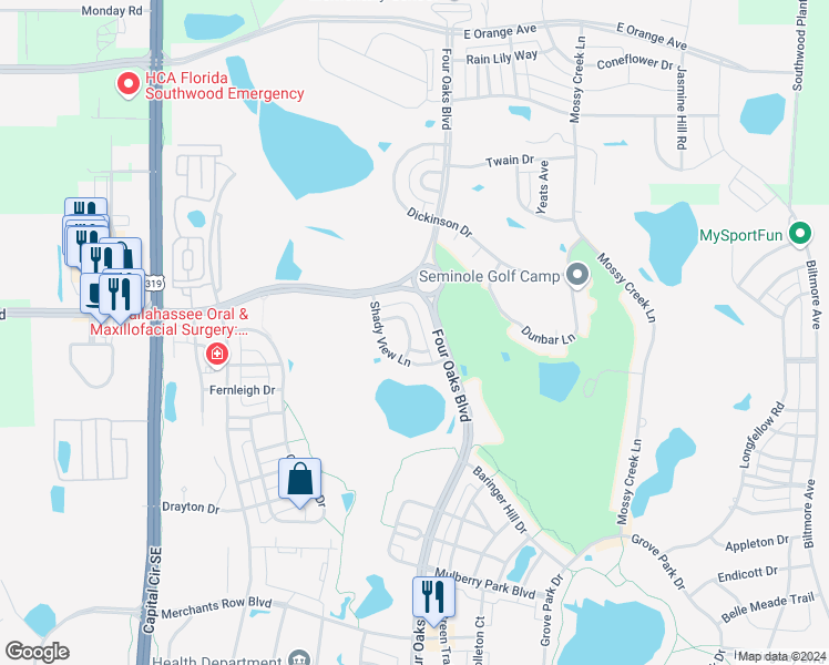 map of restaurants, bars, coffee shops, grocery stores, and more near 4063 Swift Way in Tallahassee
