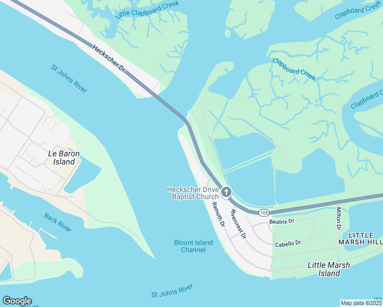 map of restaurants, bars, coffee shops, grocery stores, and more near 6482 Heckscher Drive in Jacksonville