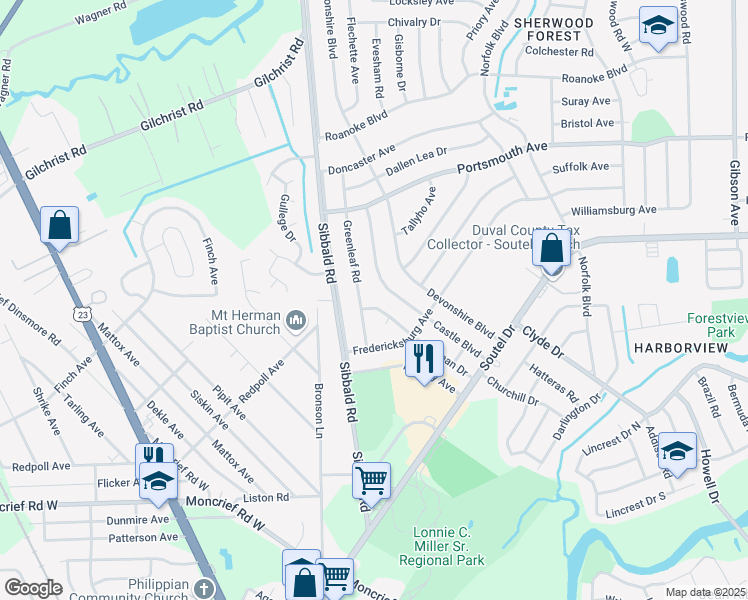 map of restaurants, bars, coffee shops, grocery stores, and more near 8963 Yeoman Dr in Jacksonville