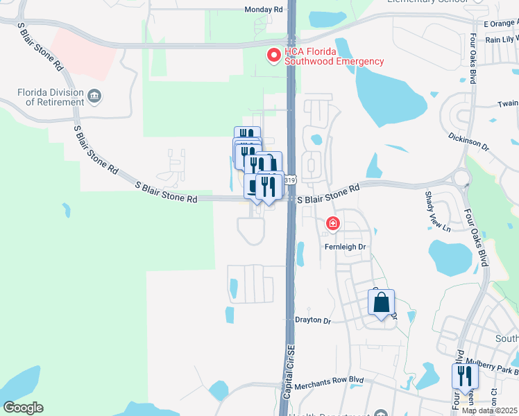 map of restaurants, bars, coffee shops, grocery stores, and more near 1960 Gainsborough Lane in Tallahassee