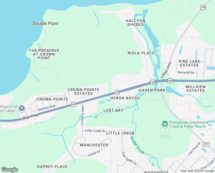 map of restaurants, bars, coffee shops, grocery stores, and more near 720 Hanna's Terrace in Pensacola
