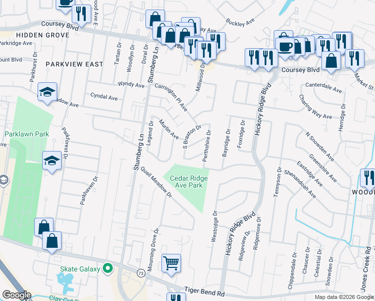 map of restaurants, bars, coffee shops, grocery stores, and more near 13106 Gentry Avenue in Baton Rouge