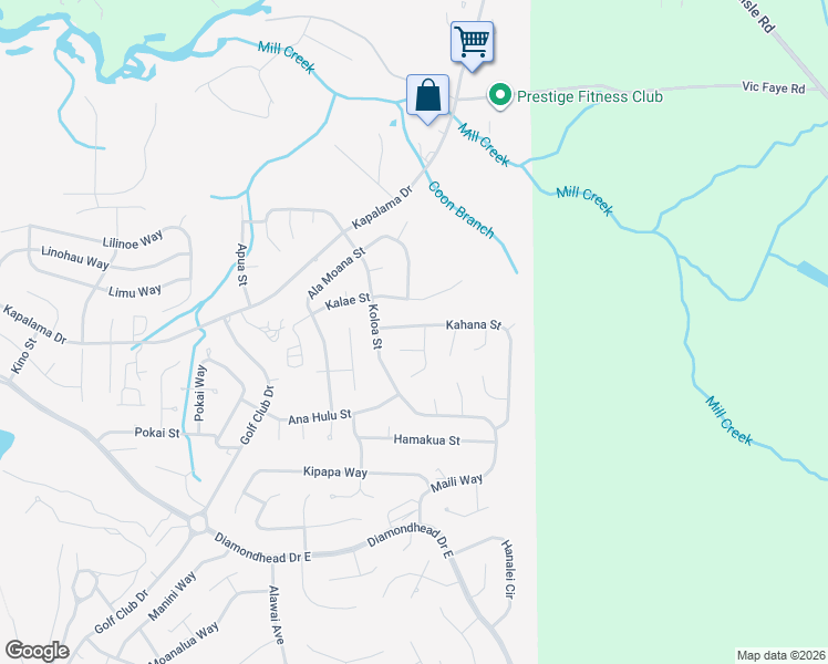 map of restaurants, bars, coffee shops, grocery stores, and more near 9912 Kahana Street in Diamondhead