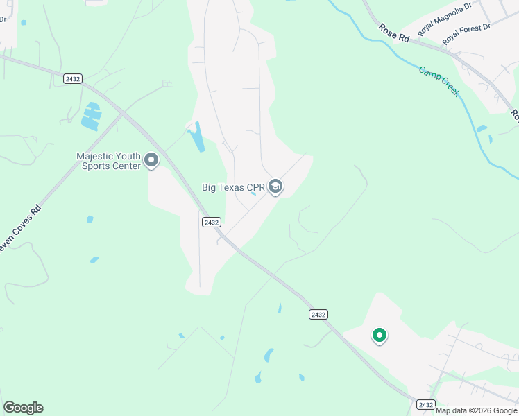 map of restaurants, bars, coffee shops, grocery stores, and more near 9626 Creek Vista Lane in Willis