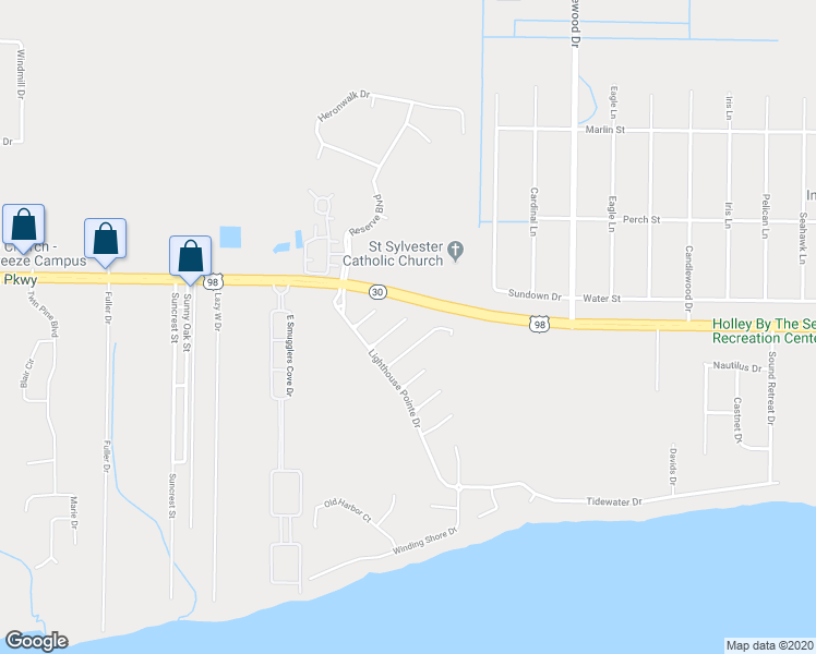 map of restaurants, bars, coffee shops, grocery stores, and more near 6465 Starfish Cove in Gulf Breeze