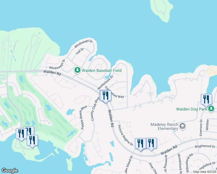 map of restaurants, bars, coffee shops, grocery stores, and more near 13321 Enchanted Way in Montgomery