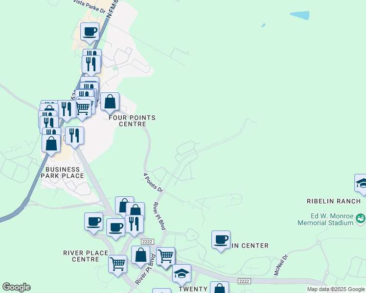 map of restaurants, bars, coffee shops, grocery stores, and more near 11008 Cut Plains Loop in Austin