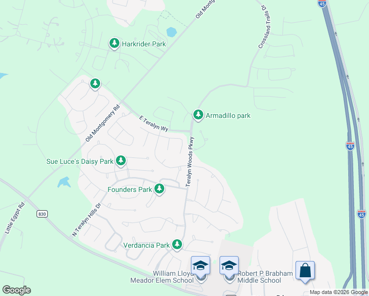 map of restaurants, bars, coffee shops, grocery stores, and more near 412 Summit Ridge Court in Willis