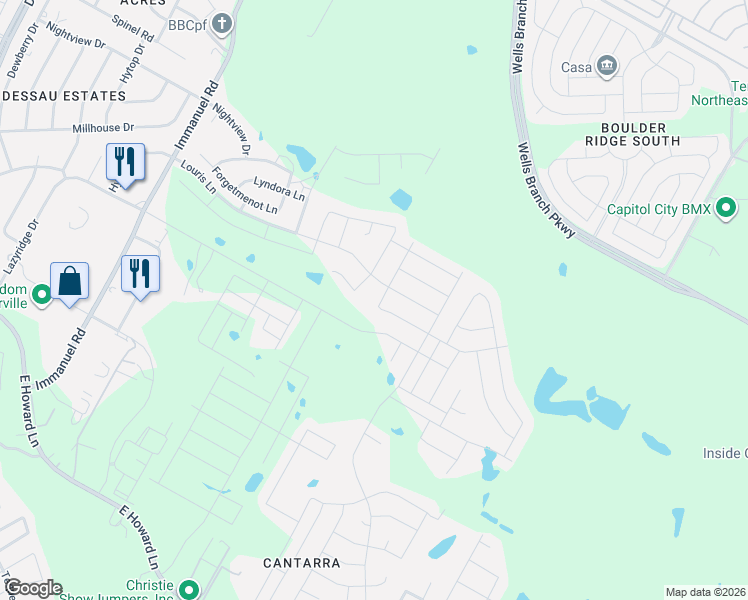 map of restaurants, bars, coffee shops, grocery stores, and more near 14120 Boquist Dr in Pflugerville