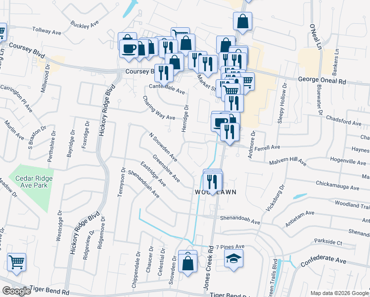 map of restaurants, bars, coffee shops, grocery stores, and more near 5707 Macbeth Drive in Baton Rouge
