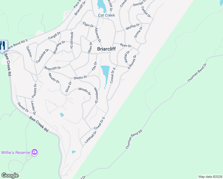 map of restaurants, bars, coffee shops, grocery stores, and more near 601 Cowal Drive South in Spicewood