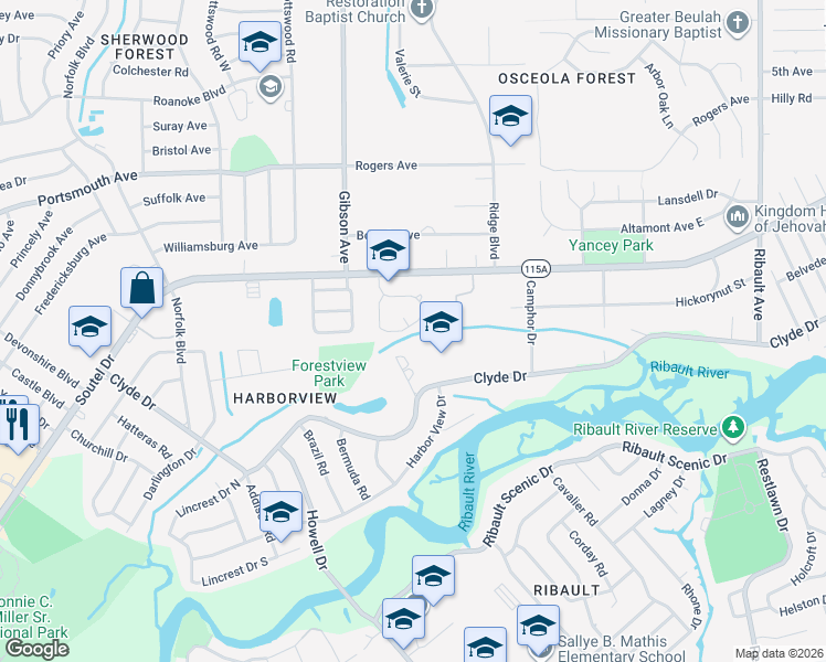 map of restaurants, bars, coffee shops, grocery stores, and more near 3924 Victoria Landing Drive South in Jacksonville