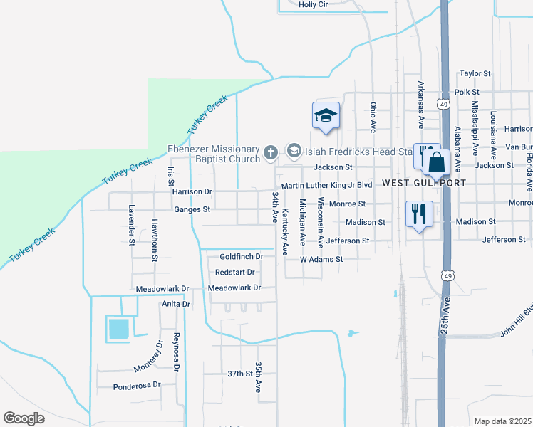 map of restaurants, bars, coffee shops, grocery stores, and more near 8200-8298 34th Ave in Gulfport