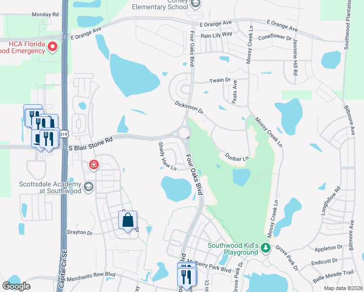 map of restaurants, bars, coffee shops, grocery stores, and more near 4059 Swift Way in Tallahassee