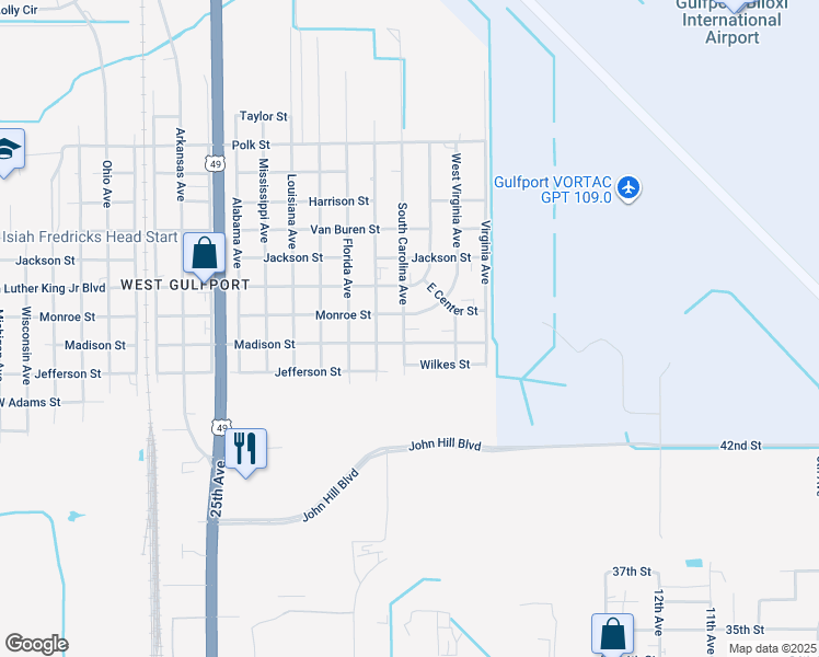 map of restaurants, bars, coffee shops, grocery stores, and more near 8156 South Carolina Avenue in Gulfport