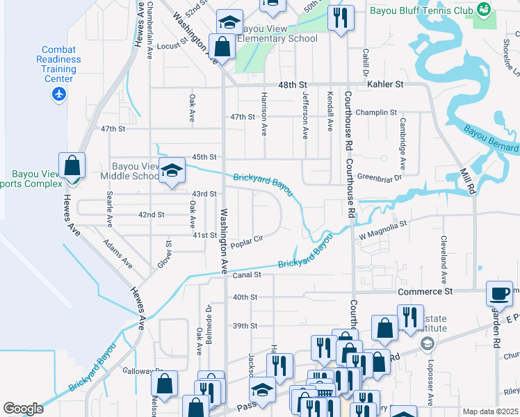 map of restaurants, bars, coffee shops, grocery stores, and more near 4110 Franklin Avenue in Gulfport