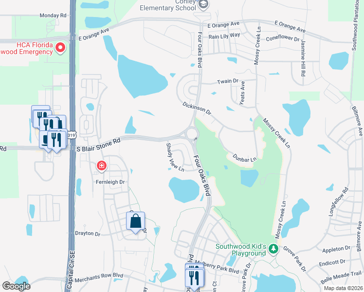 map of restaurants, bars, coffee shops, grocery stores, and more near 4059 Swift Way in Tallahassee